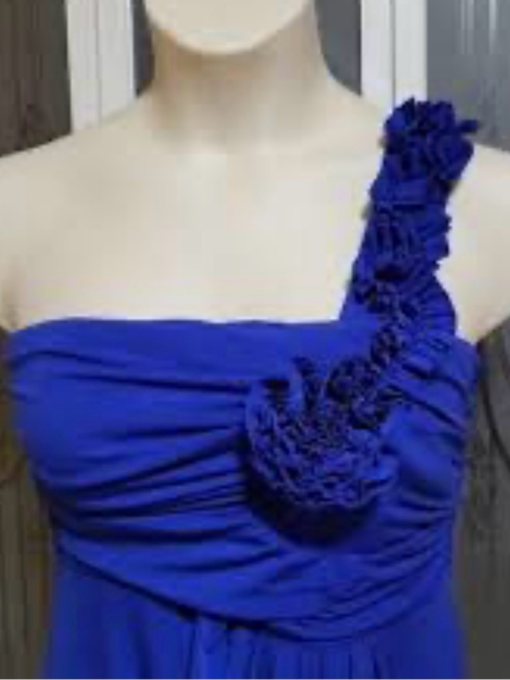 Enfocus Studios Size 6 Royal/Cobalt Blue Asymmetrical One Shoulder Cocktail Dres